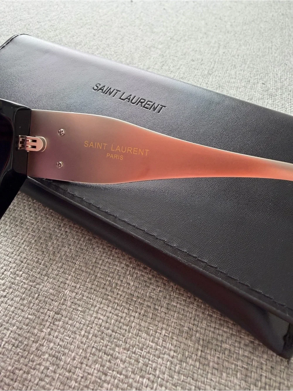 Saint Laurent Black Sunglasses with silver metal temples